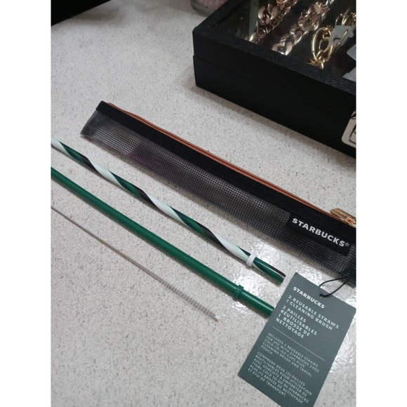 Starbucks Kitchen Starbucks 223 Reusable Straws With Black Pouch